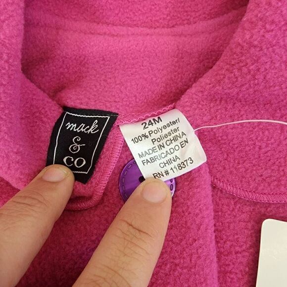 Mack & Co Fushia Fleece Flower Embelished Coat Jacket Size 24 mos NWT L1 - Picture 5 of 5